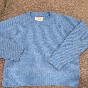 Zara Men’s Light Blue Ribbed Crewneck Sweater